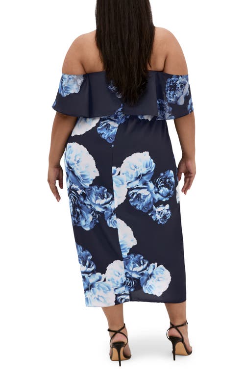 City Chic Gina Print Off The Shoulder Midi Dress