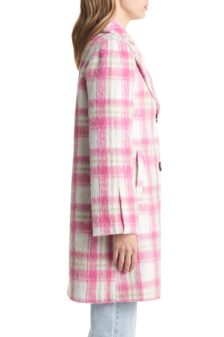 Brushed Plaid Double Breasted Coat, Alternate, color, SOFT PINK
