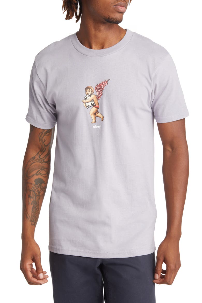 Men's Angel Wings Graphic Tee, Main, color, LILAC CHAL