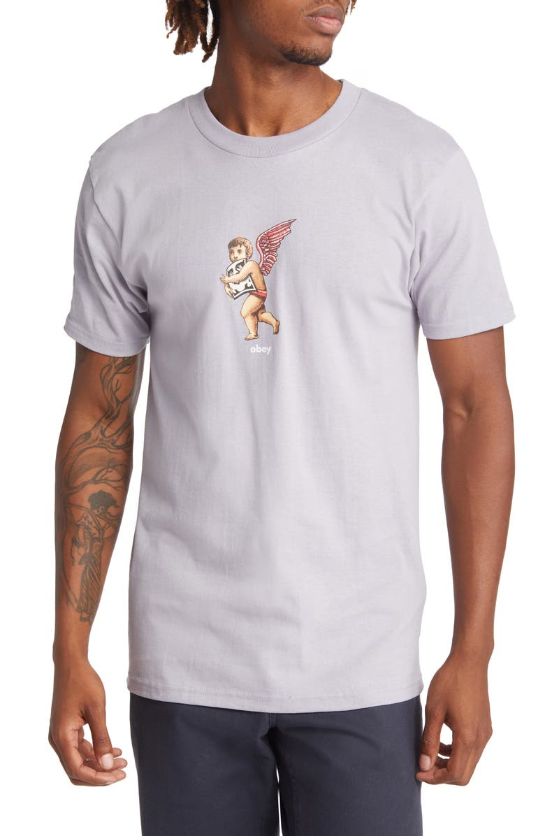 Obey Men's Angel Wings Graphic Tee, Main, color, 