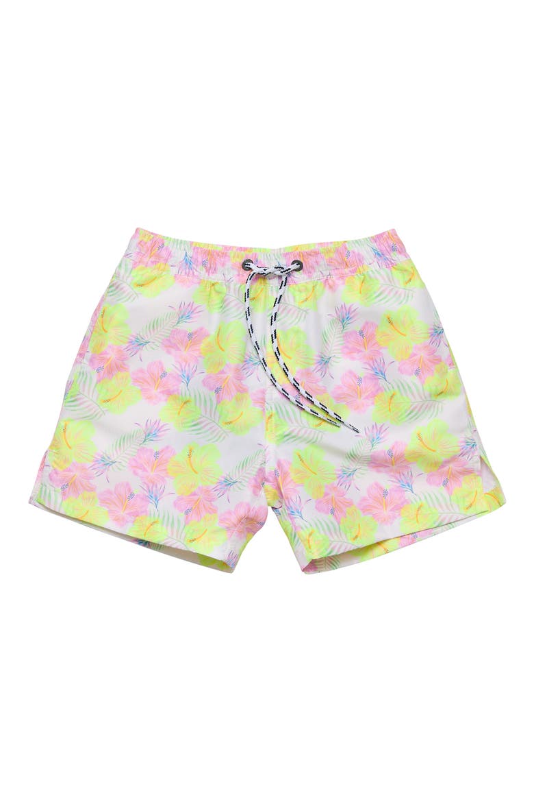 Kids' Vacay UPF 50+ Swim Trunks, Main, color, YELLOW MULTI
