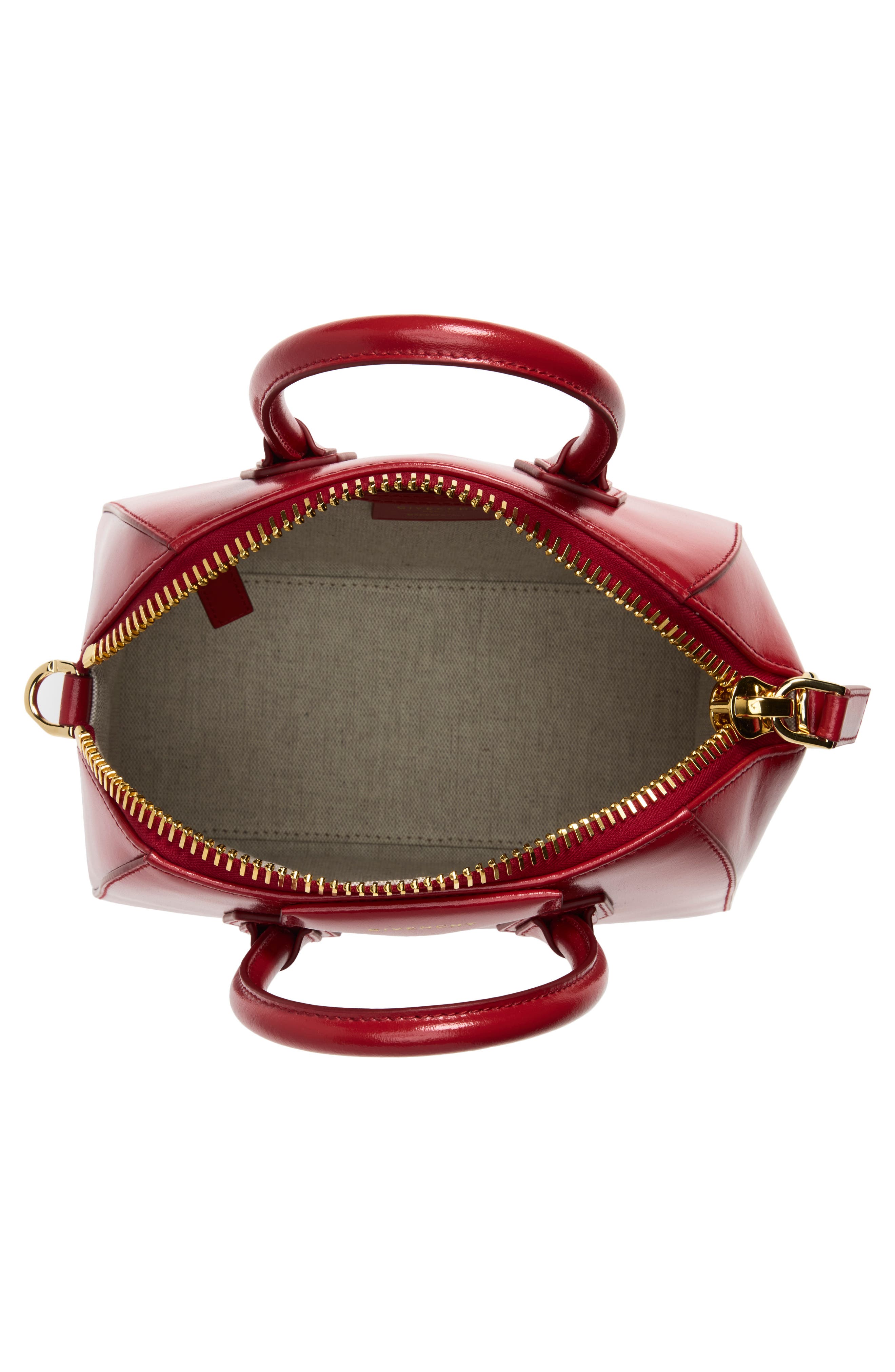 Mini Antigona Leather Satchel, Alternate, color, VERMILLION