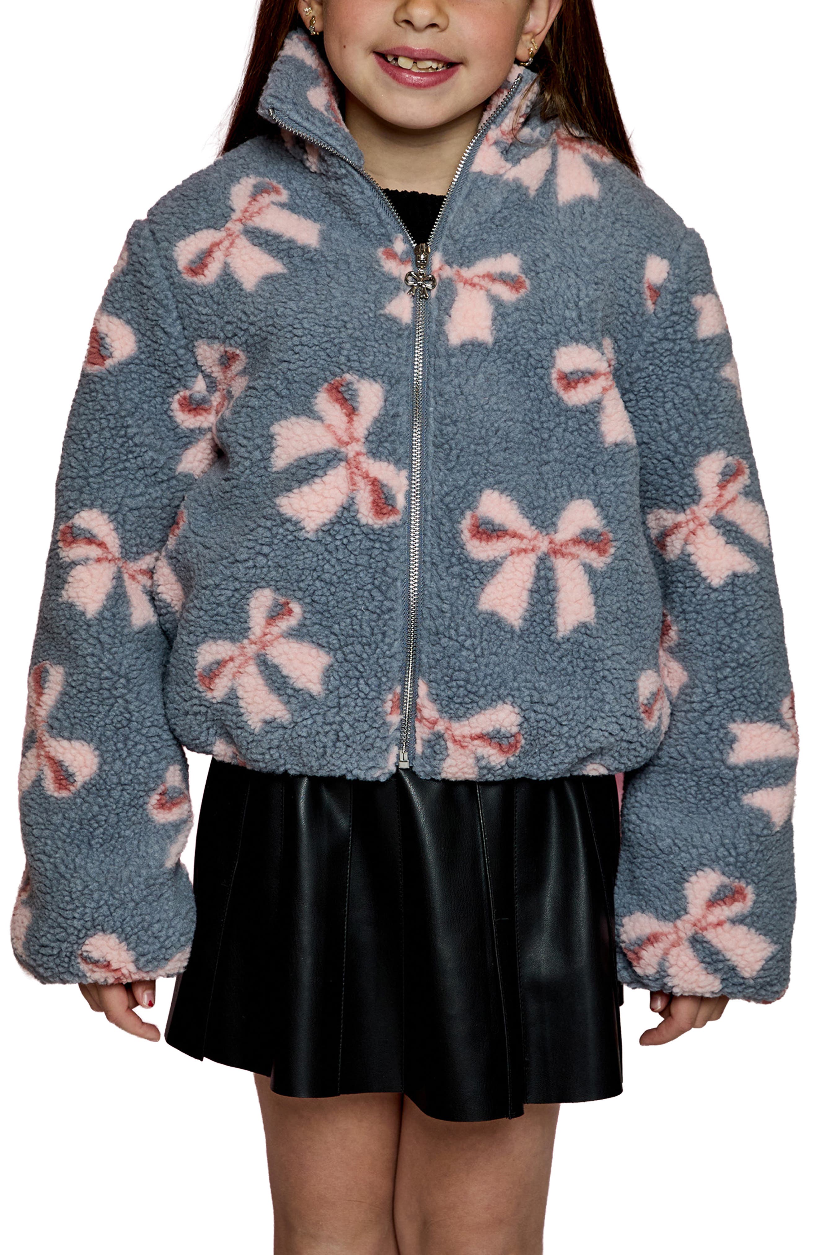 Kids' Bow Printed Fleece Jacket