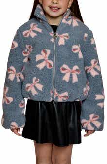 Kids' Bow Printed Fleece Jacket
