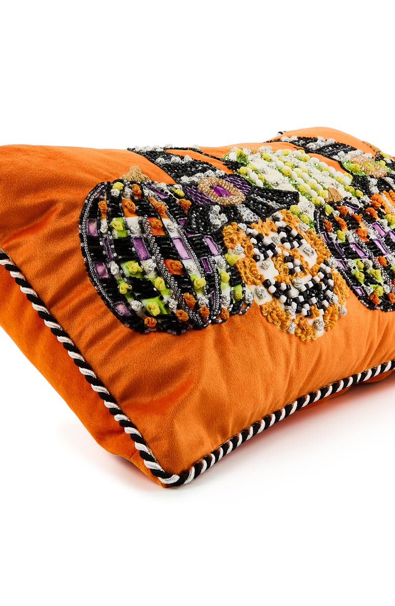 MACKENZIE CHILDS Jack-o'-Lanterns Embellished Velveteen Lumbar Accent Pillow, Alternate, color,