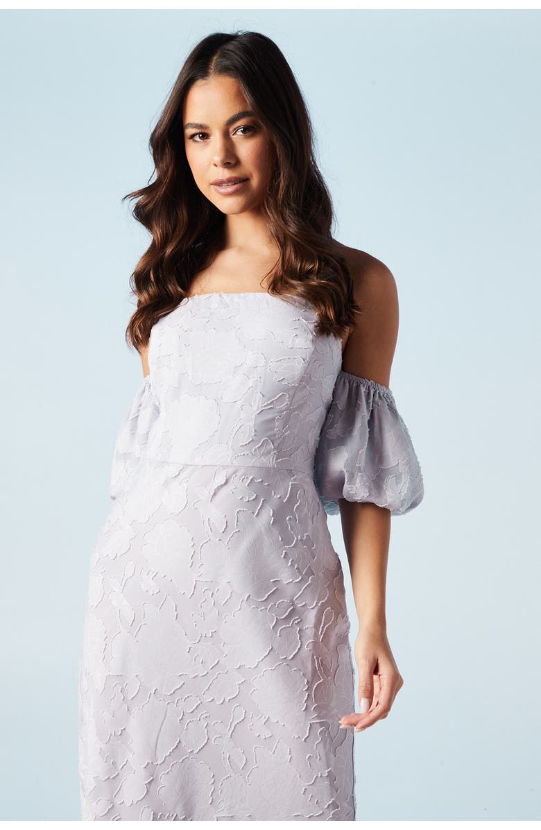 Oasis Puff Sleeve Bridesmaids Midi Dress, Alternate, color, Lilac