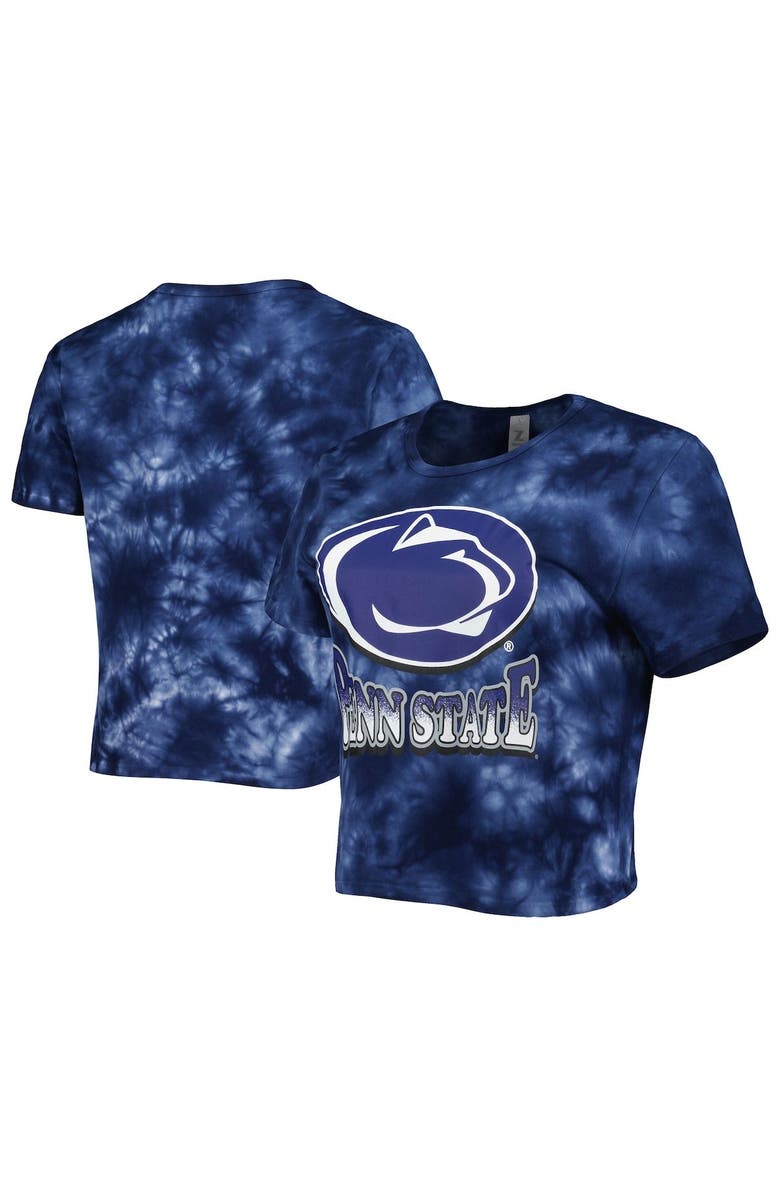 ZOOZATZ Women's ZooZatz Navy Penn State Nittany Lions Cloud-Dye Cropped T-Shirt, Main, color, 