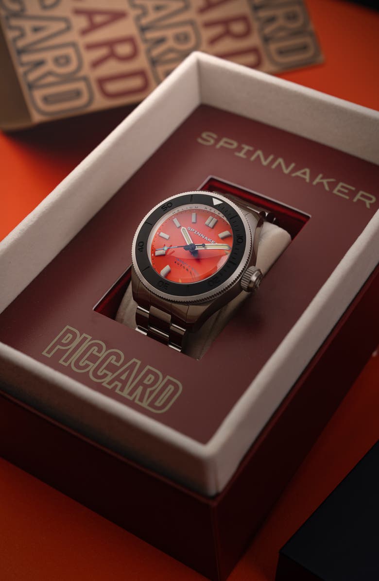 SPINNAKER Piccard Automatic Bracelet Watch, 45mm, Alternate, color, Orange