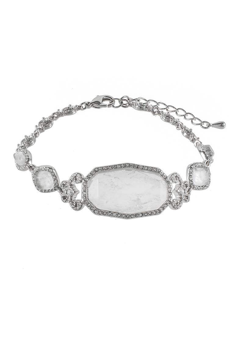 Semi Precious Milky Quartz & CZ Bracelet, Main, color, CLEAR/SILVER