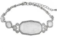 CZ by Kenneth Jay Lane Semi Precious Milky Quartz & CZ Bracelet