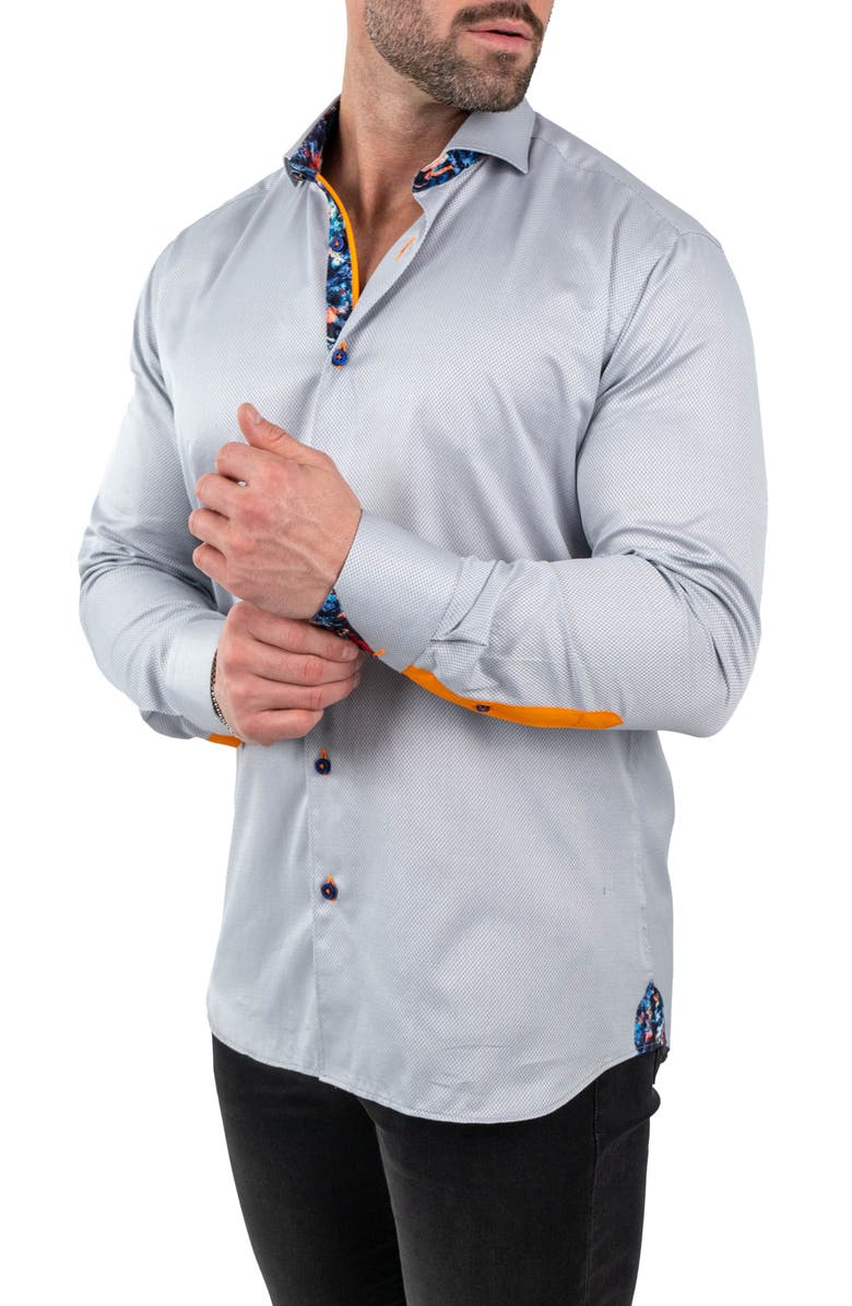 Maceoo Einstein Jacqslate Grey Button-Up Shirt, Alternate, color, Grey