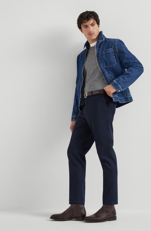 Brunello Cucinelli Stretch-cotton Garment-dyed Trousers In Blue