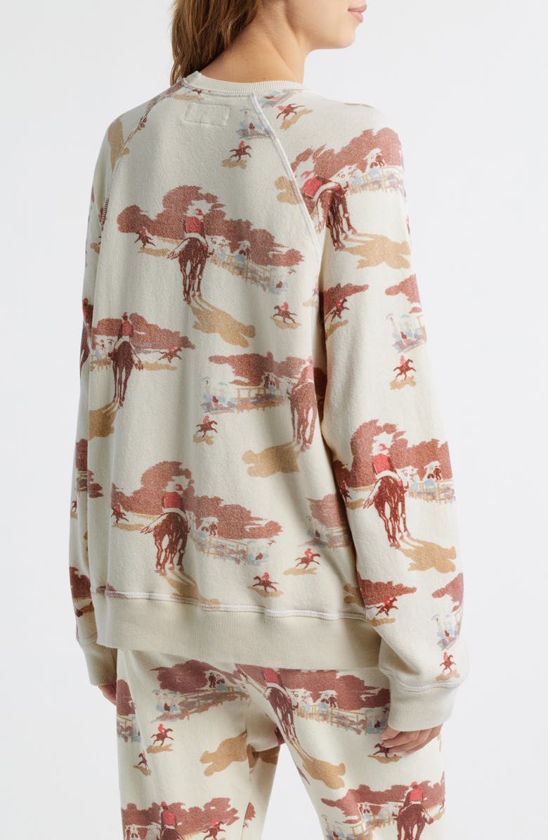 THE GREAT. The Slouch Crewneck Sweatshirt, Alternate, color, Riding Horses Print