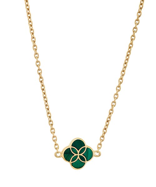 Jan Leslie Sterling With 18k Gold Overlay And Gemstones Single Petal Station Necklace In Green