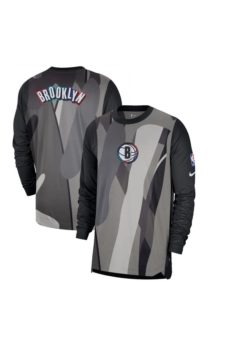 Nike Men's Nike Black Brooklyn Nets 2024/25 City Edition Authentic Pregame Performance Long Sleeve Shooting T-Shirt, Alternate, color, 