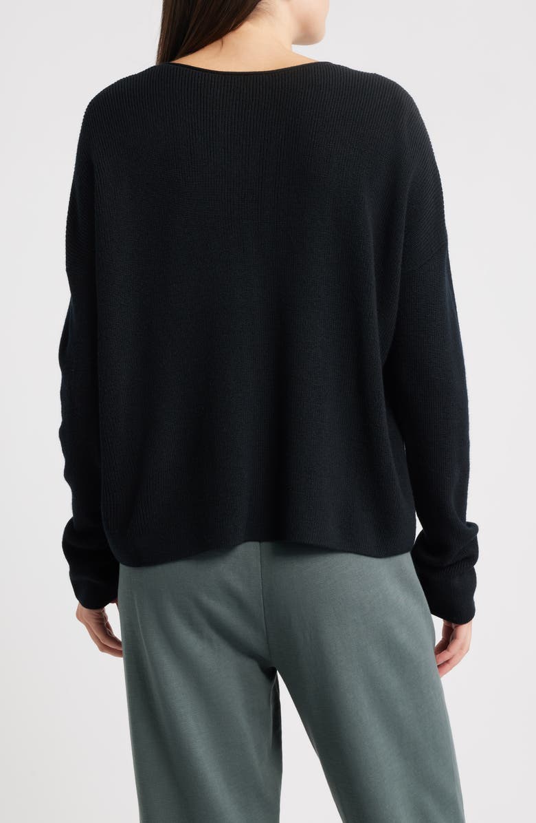 Eileen Fisher Crewneck Wool Sweater, Alternate, color, Black