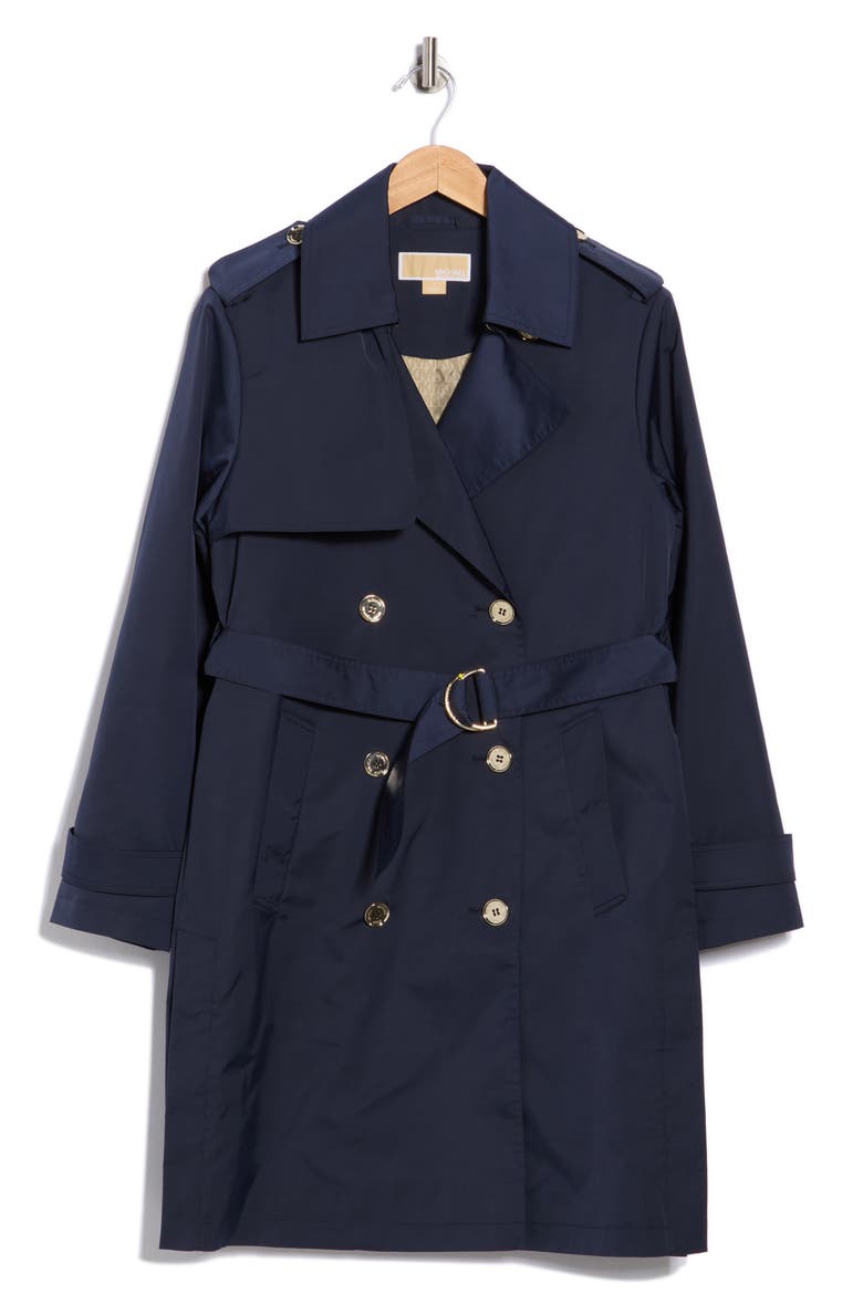 Belted Double Breasted Trench Coat, Alternate, color, MIDNIGHT