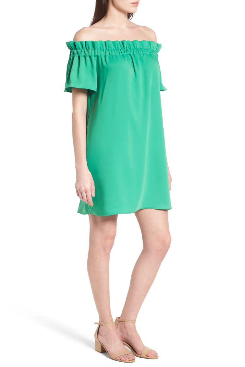 Off the Shoulder Dress, Alternate, color, GREEN