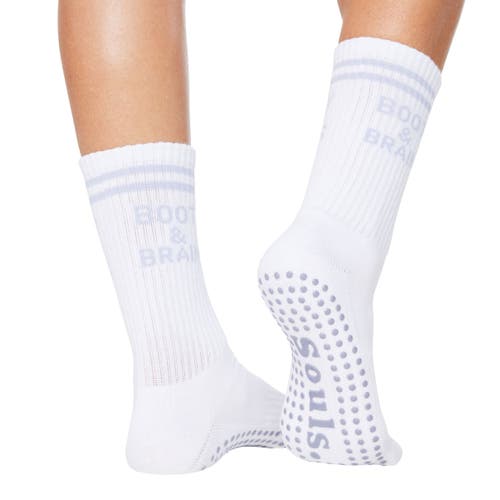 Souls. Booty & Brains Ankle Grip Socks In White