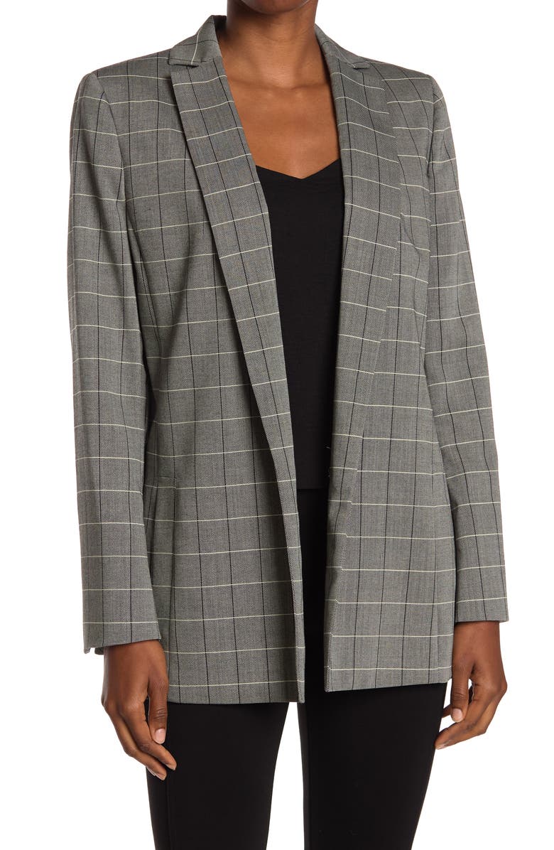 Akris Plaid Wool Long Blazer, Main, color, 