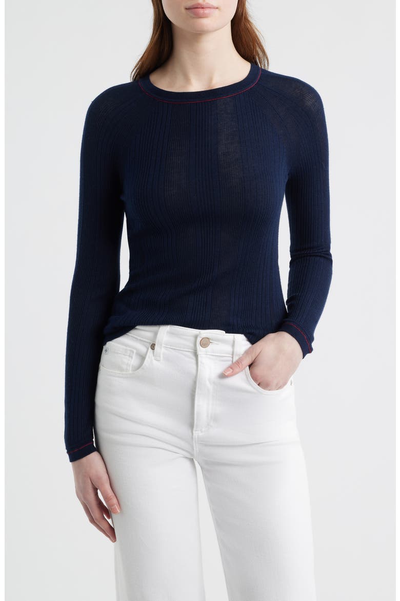 Teresa Raglan Sleeve Rib Top, Main, color, NAVY