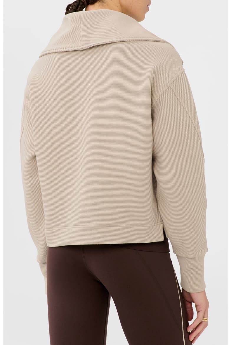 Peaceful Rib Half-Zip Cotton Blend Crop Sweatshirt, Alternate, color, DUSK BEIGE