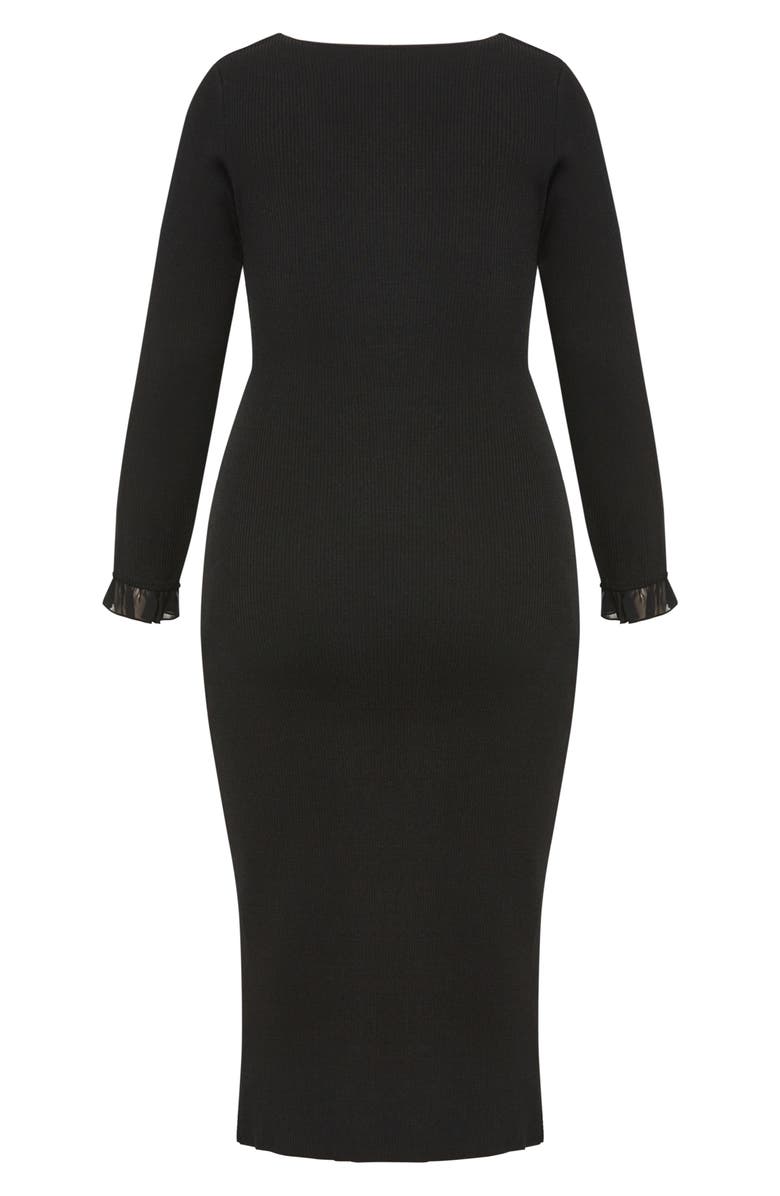 City Chic Auralie Ruffle Long Sleeve Dress, Alternate, color,