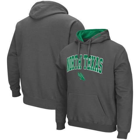 Men's Colosseum Charcoal North Texas Mean Green Arch and Logo Pullover Hoodie