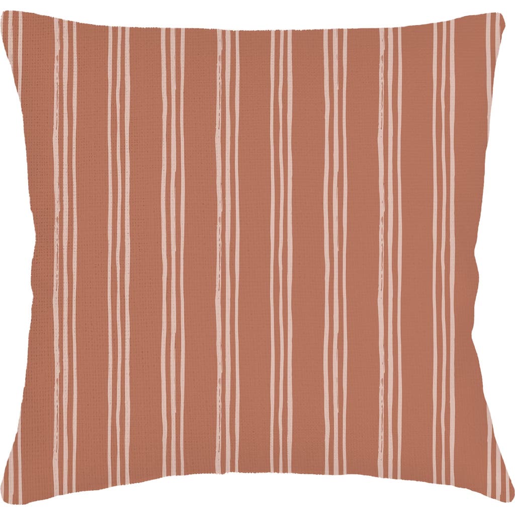 Anaya Ocean Drift Brown Stripe Linen Euro Pillow 26x26 With Down Alternative Insert In Brown