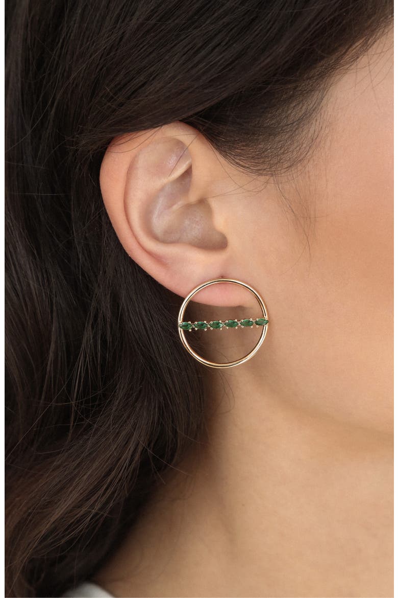 Dainty Marquise Frontal Hoop Earrings, Alternate, color, GREEN