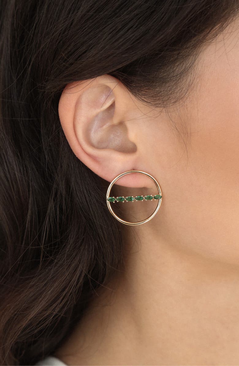 Ettika Dainty Marquise Frontal Hoop Earrings, Alternate, color, Green