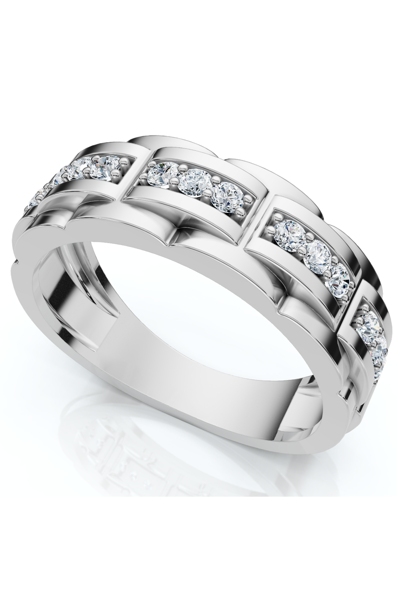 VS .54Ct Mens Natural Diamond Wedding Ring 14k Gold Anniversary Band, Alternate, color, 14k White Gold