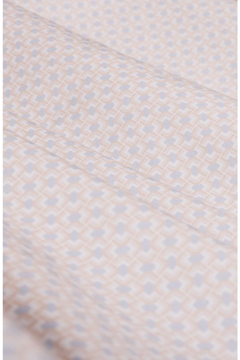 Axel Shaped Fit Geo Print Stretch Cotton Button-Up Shirt, Alternate, color, ALMOND