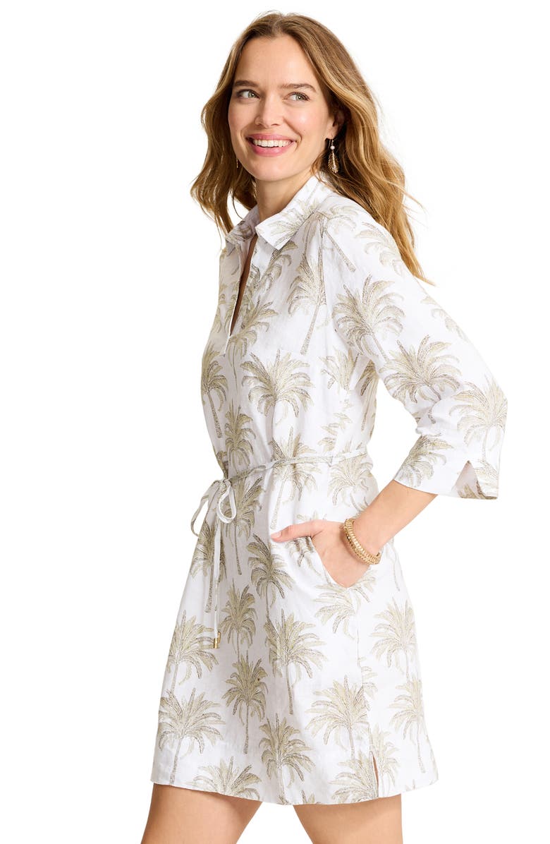 Tommy Bahama Palm Banks Tie Waist Shift Dress, Alternate, color, Sea Clay