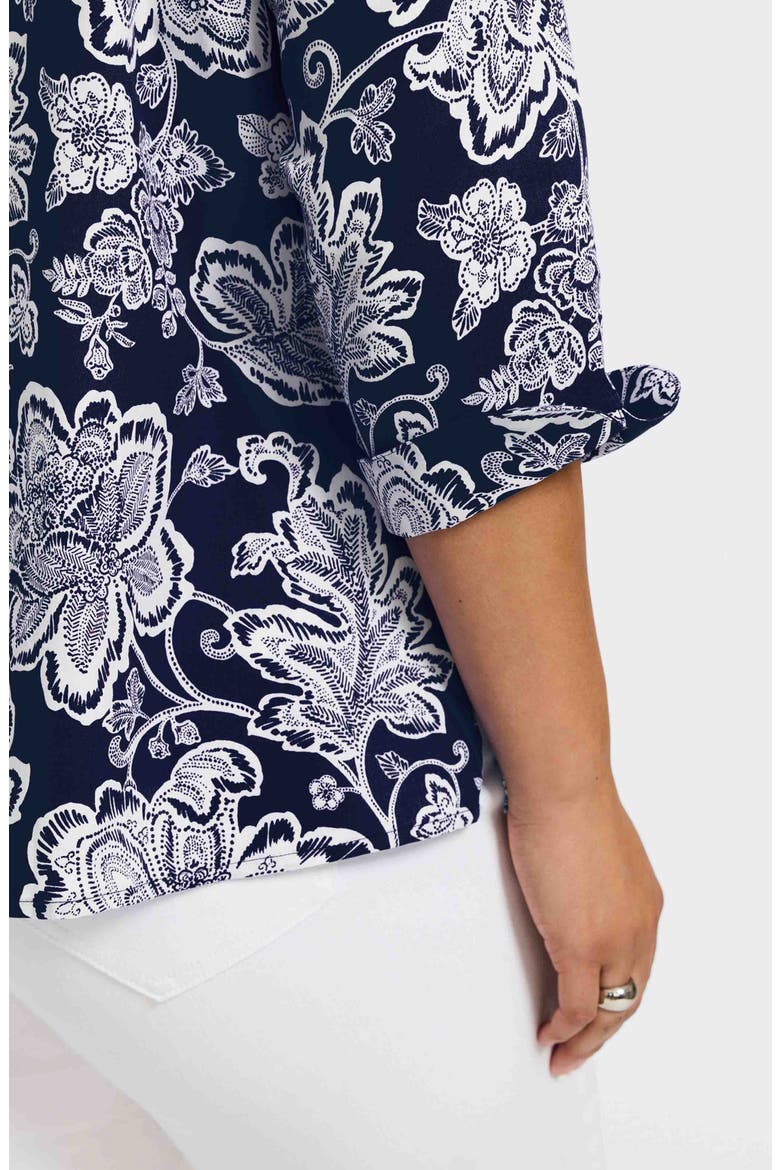 Vena Print Top, Alternate, color, NAVY/ WHITE