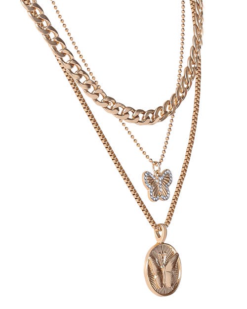 Jessica Simpson Layered Coin & Charm Pendant Necklace In Gold