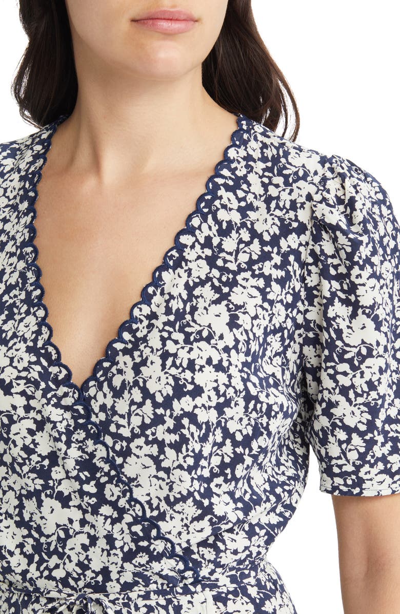 & Other Stories Floral Print Linen Wrap Minidress, Alternate, color, Blue