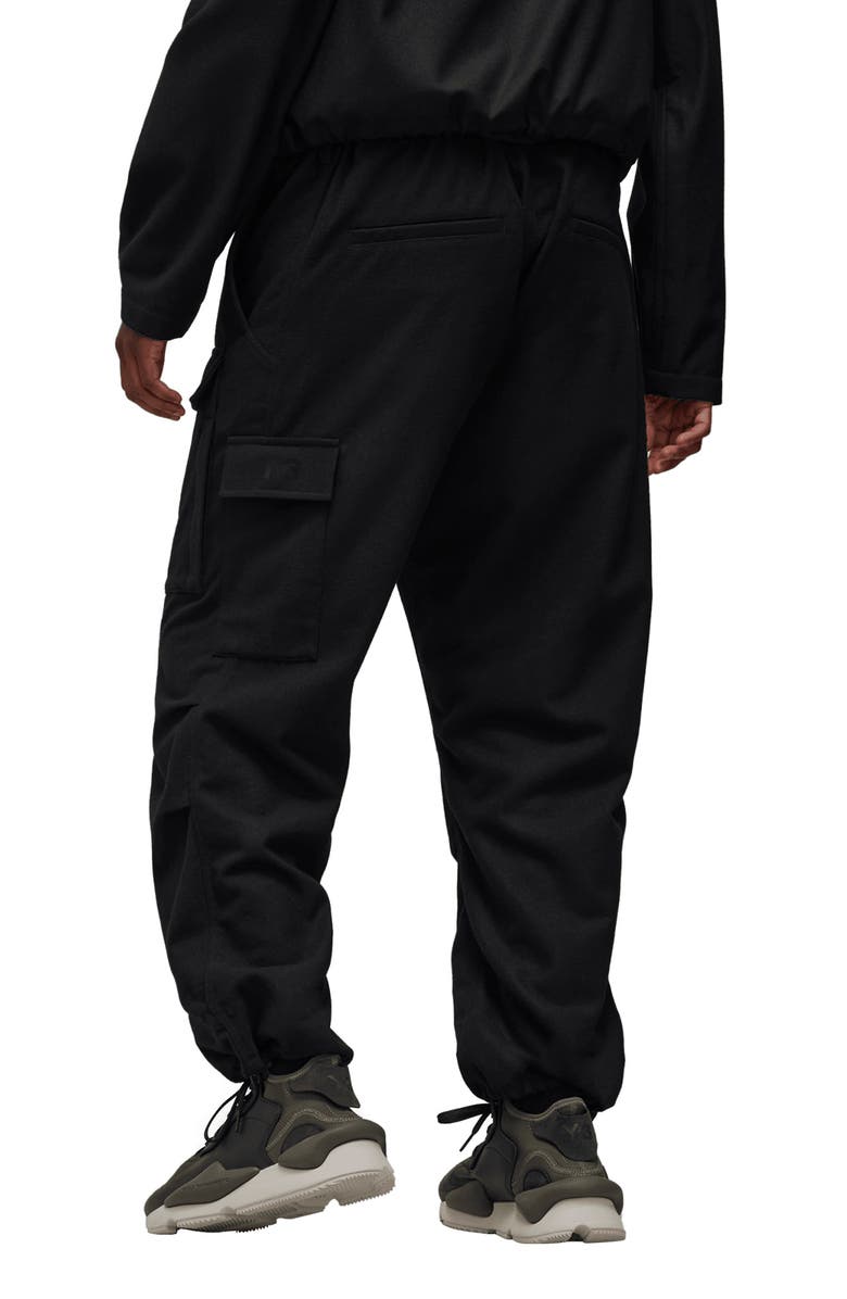 Y-3 Belted Recycled Polyester & Wool Flannel Cargo Pants, Alternate, color,