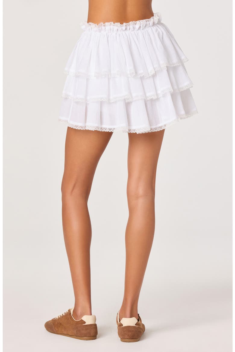 Genever Tiered Cotton Miniskirt, Alternate, color, WHITE