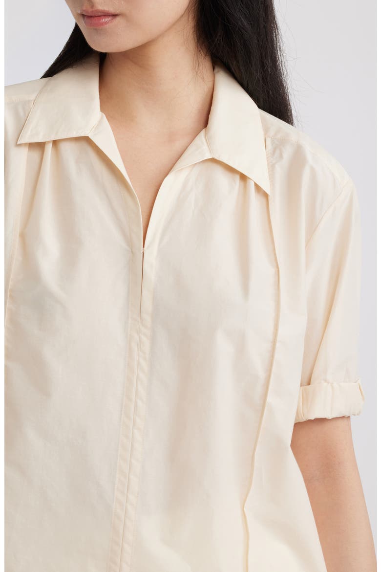 Short Sleeve Cotton Blend Shirt, Alternate, color, ALMOND - VQ9