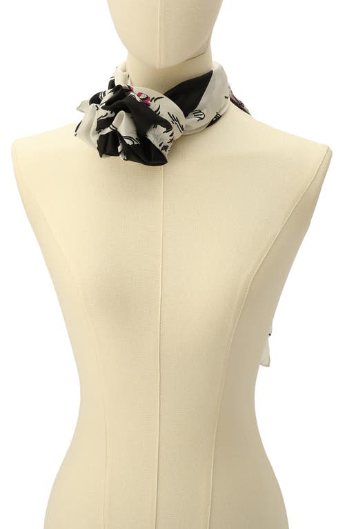 Kate Spade New York Pretty Kitty Silk Square Scarf In Black/cream