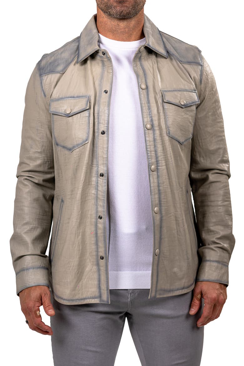 Leather Shirt Jacket, Main, color, WHITE
