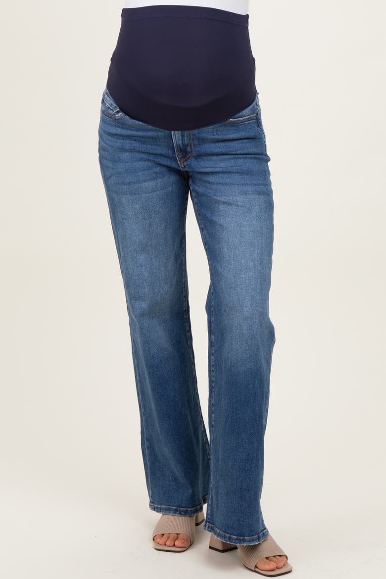 Medium Wash Wide Leg Maternity Jeans, Alternate, color, Blue