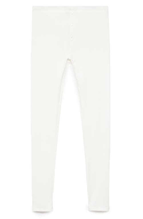 Mango Rib Knit Pants In White