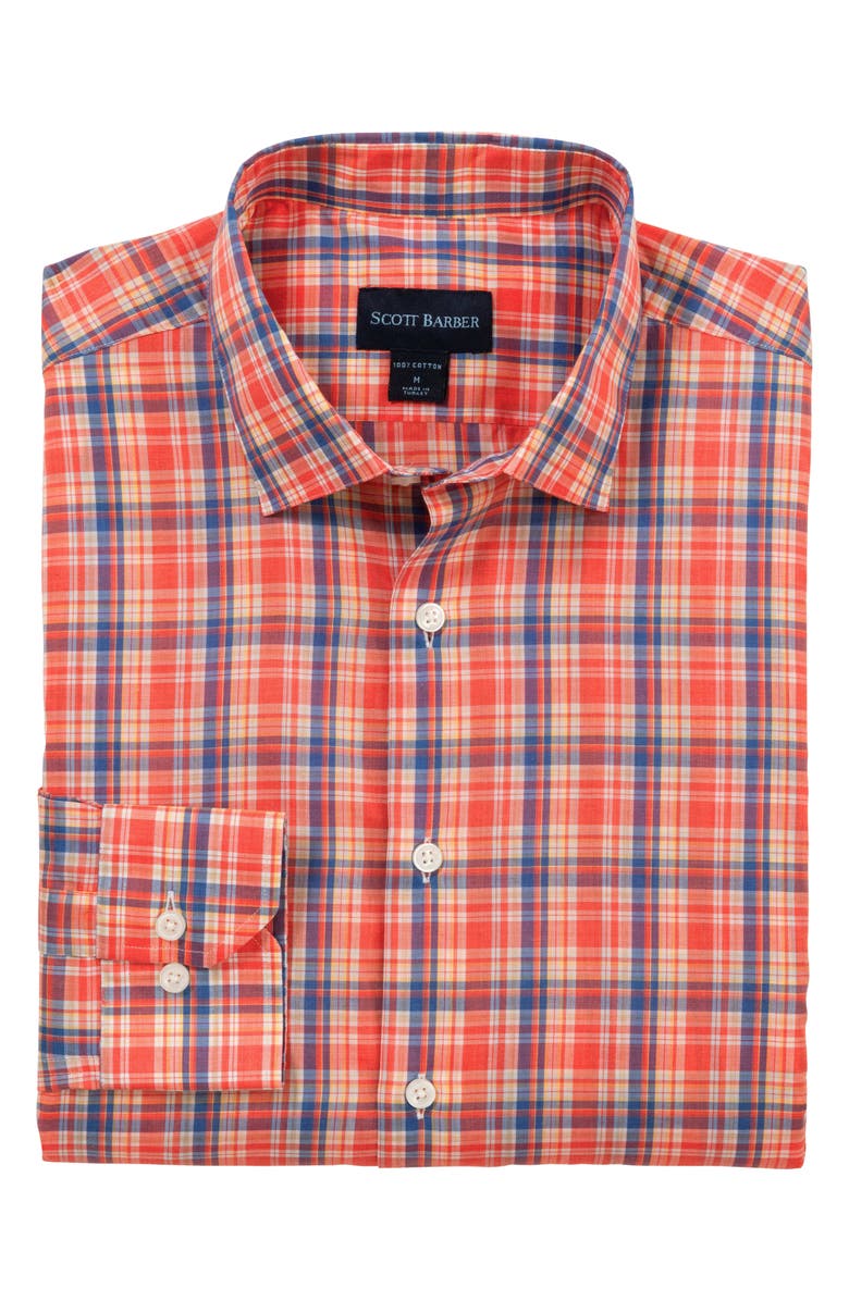 Scott Barber Retro Plaid Cotton Voile Button-Up Shirt, Alternate, color, 