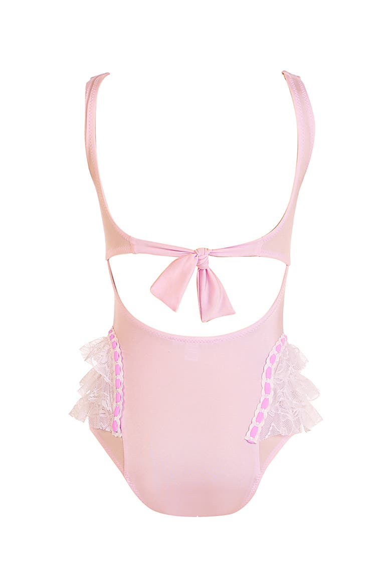 Triple-Layered Lace Ruffle One-Piece Swimsuit, Alternate, color, Pink
