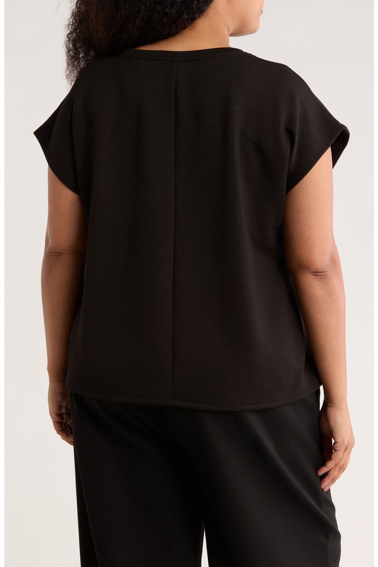 Cap Sleeve Scuba Knit T-Shirt, Alternate, color, BLACK