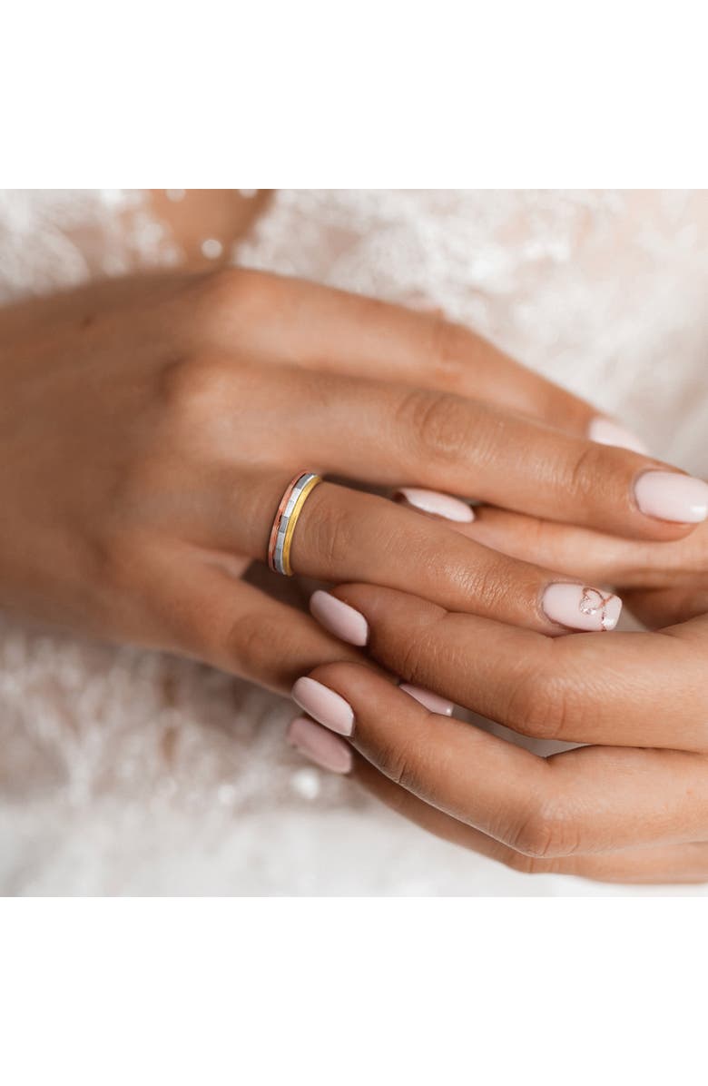 Julianna B. Hammered & Brushed Finish Band 14k 3-Tone, Alternate, color, 