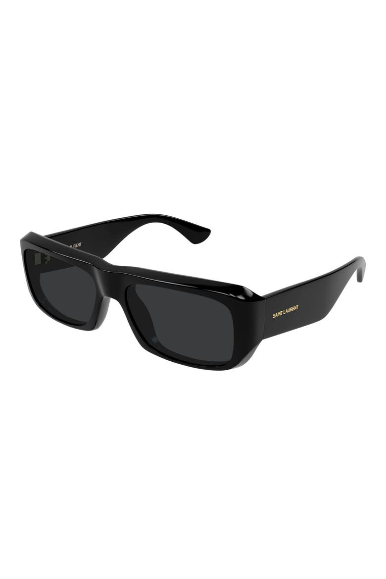 SL 869 57mm Polarized Rectangular Sunglasses, Alternate, color, BLACK