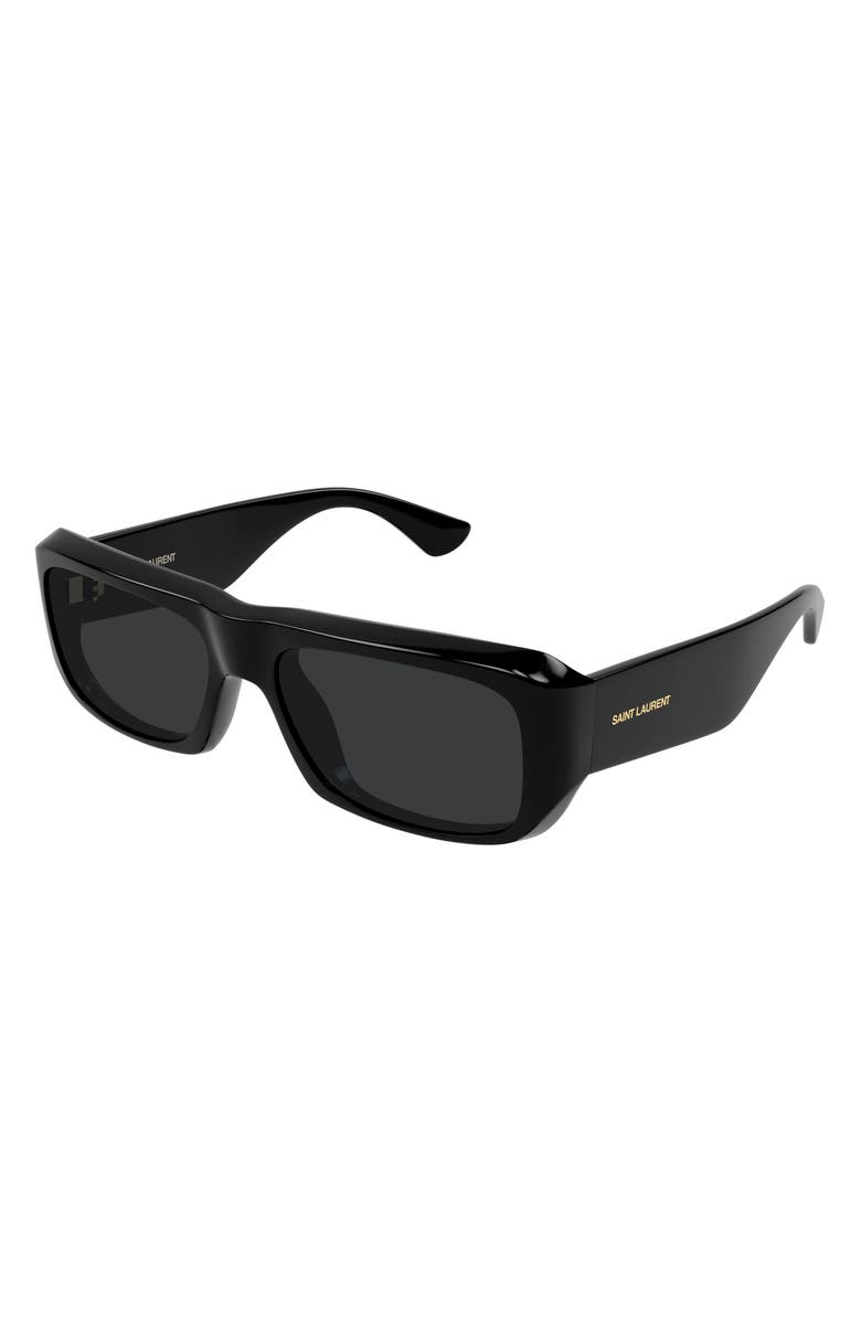 Saint Laurent SL 869 57mm Polarized Rectangular Sunglasses, Alternate, color, Black